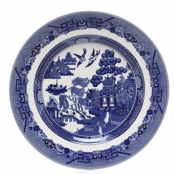 Blue Willow Dinner Plate with Vintage Design