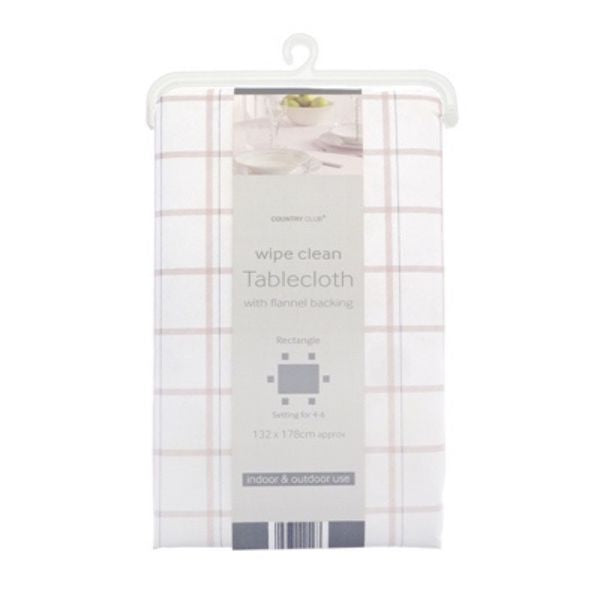 Countryclub PEVA Tablecloth Neutral Check 132x178cm