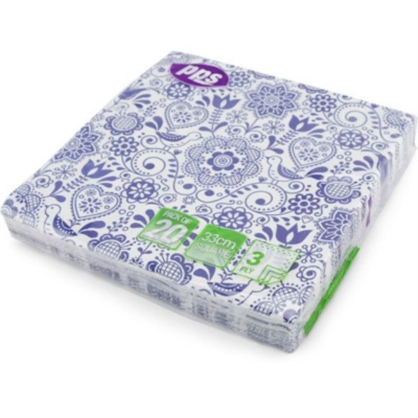 PPS 3Ply Royal Blue Napkins 20 Pack