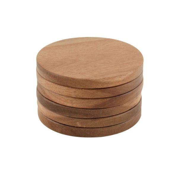 Apollo Acacia Round Coaster 10cm 6 Pack