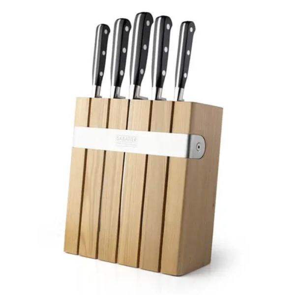 Sabatier Professional 5-Piece Knife Set with Oak/Stainless Steel Block