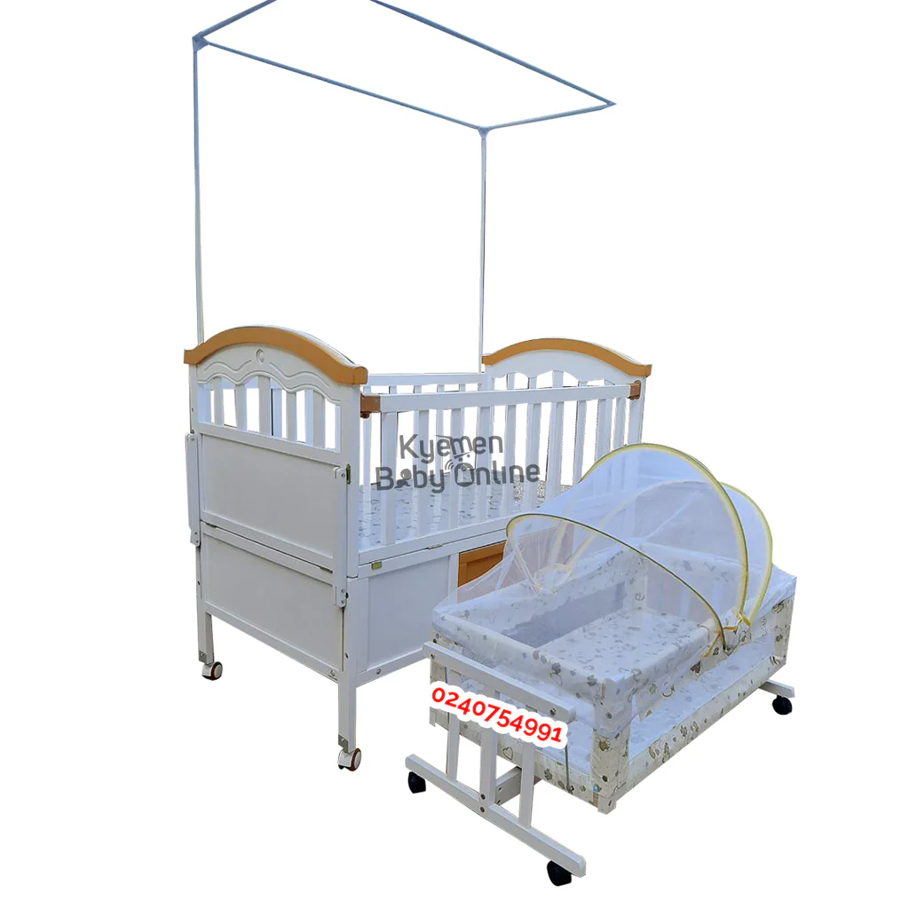 2-in-1 Baby Wooden Cot with Drawer (699) – Convertible Baby Bed / Crib [Without Wheels]