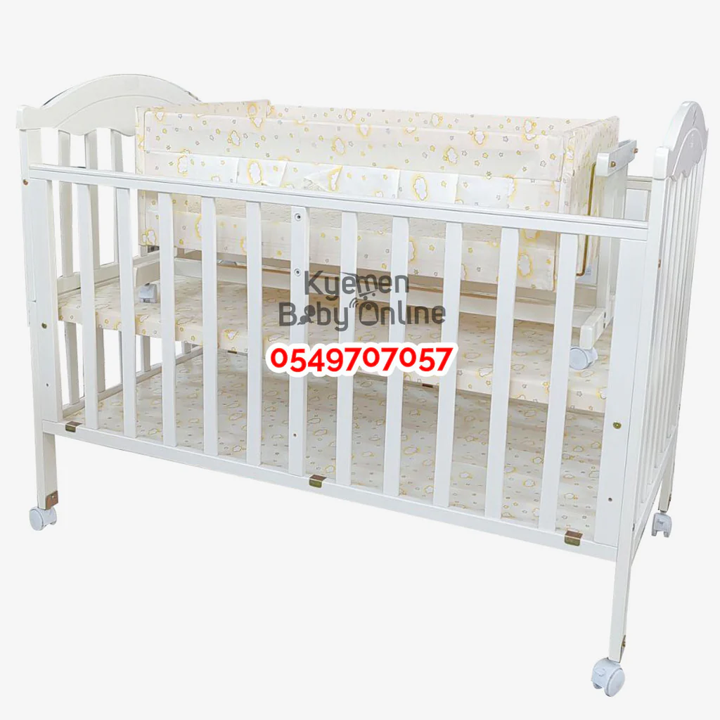 2-in-1 Baby Wooden Cot With Drawer (EL-10) | Baby Bed / Baby Crib