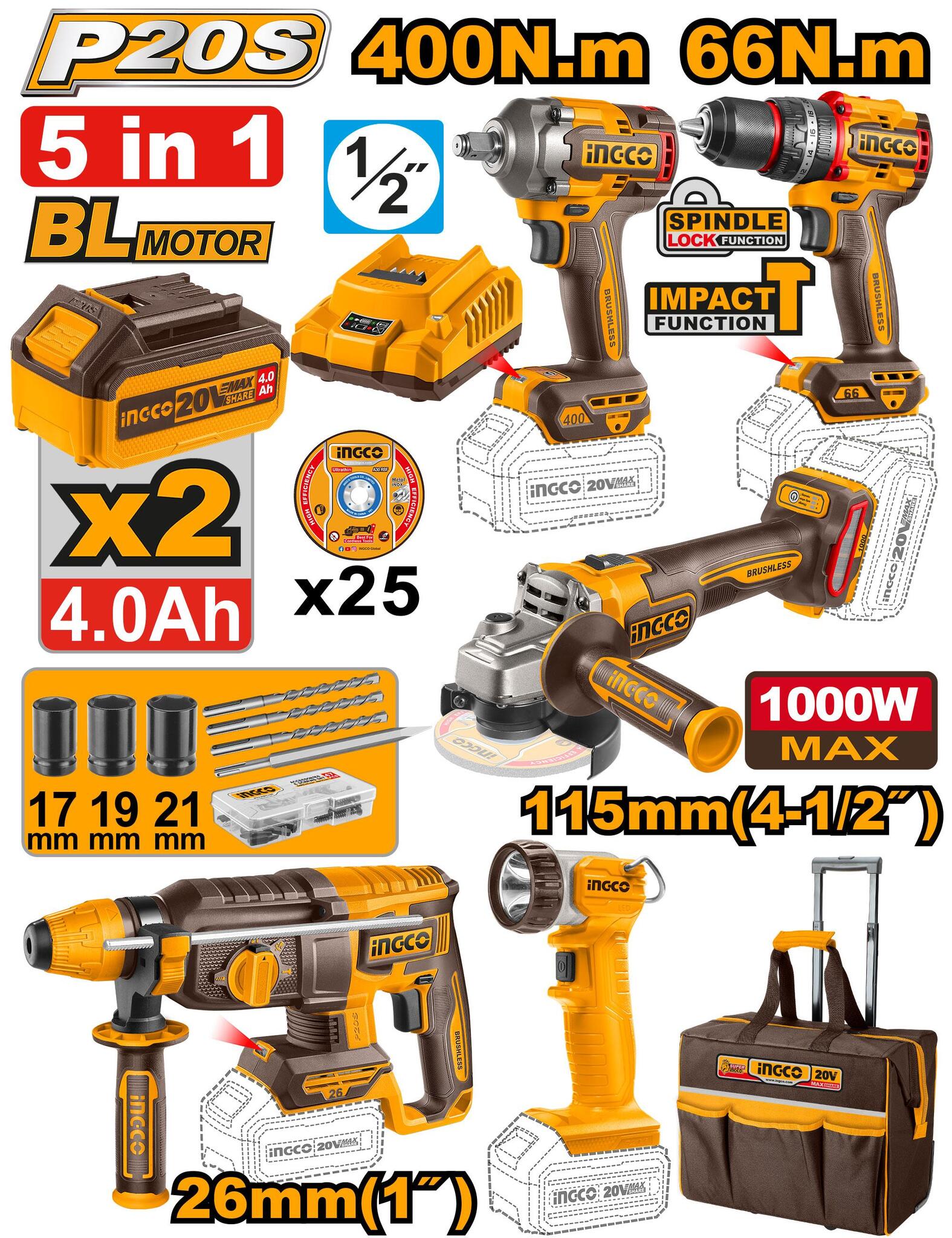 Heimwerker Ghana – 5 Pcs Cordless Industrial Combo Kit – CKLI2059