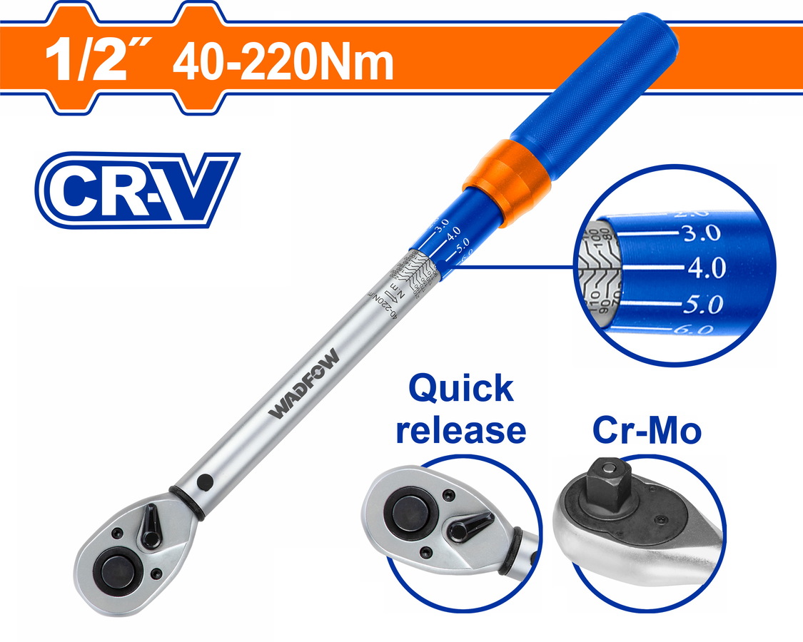 Heimwerker Ghana – 1/2-inch (40–220 Nm) Drive Preset Torque Wrench – WWQ1D12