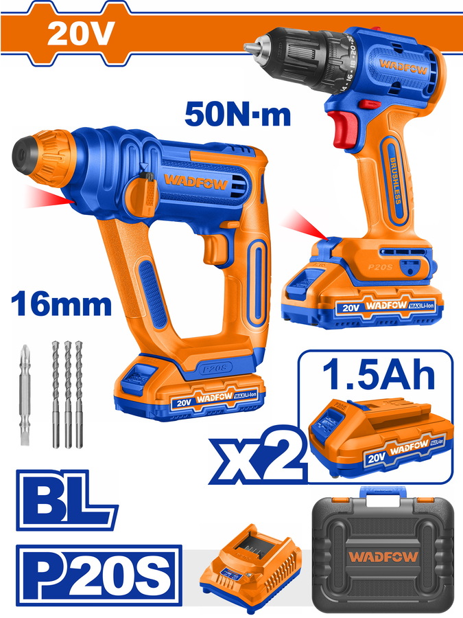 Heimwerker Ghana – 20V Drill 50Nm + Rotary Hammer 16mm Cordless Combo Kit – WOS240681
