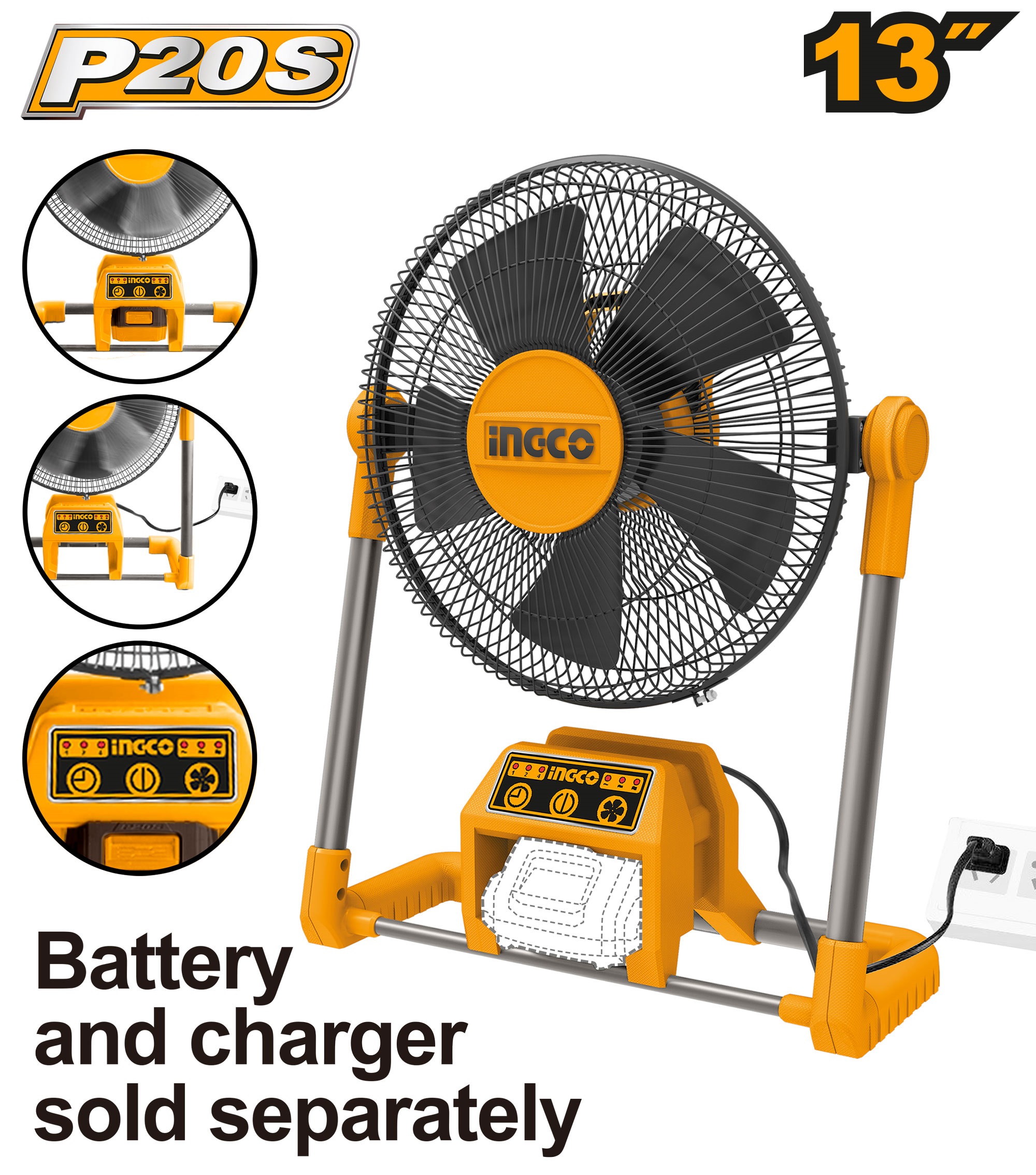 Heimwerker Ghana – 13" 20V Lithium-Ion Fan with 3 Speed Settings – CFALI2001
