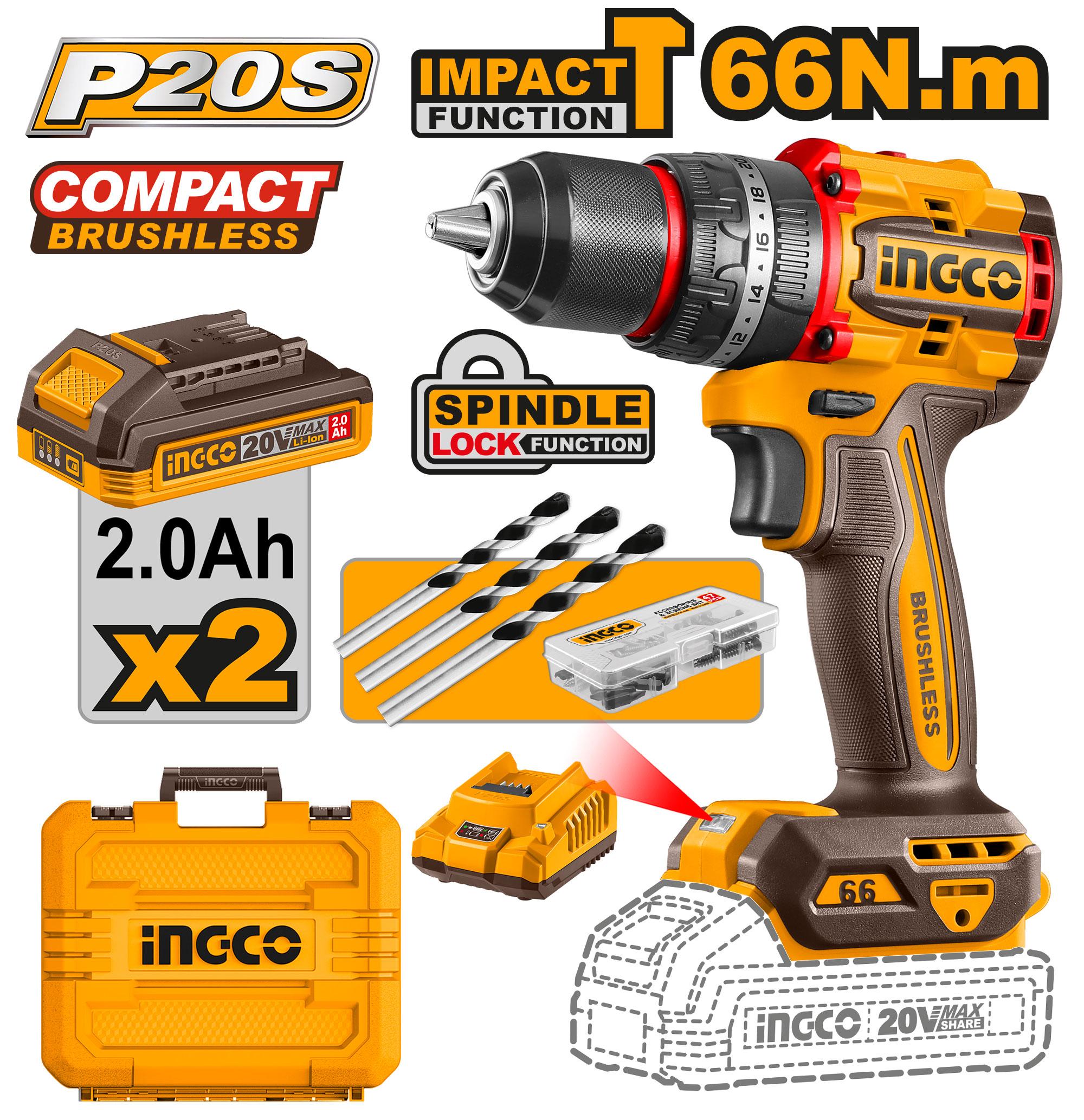 Heimwerker Ghana – 66Nm Compact Brushless Cordless Impact Drill – CIDLI20668