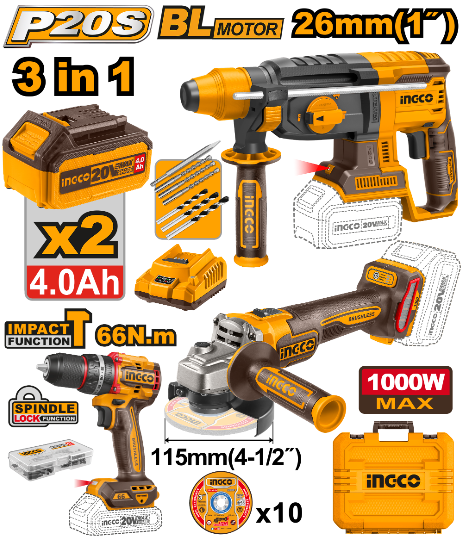 Heimwerker Ghana – Cordless Brushless 3PCs Combo Kit – COSLI241198