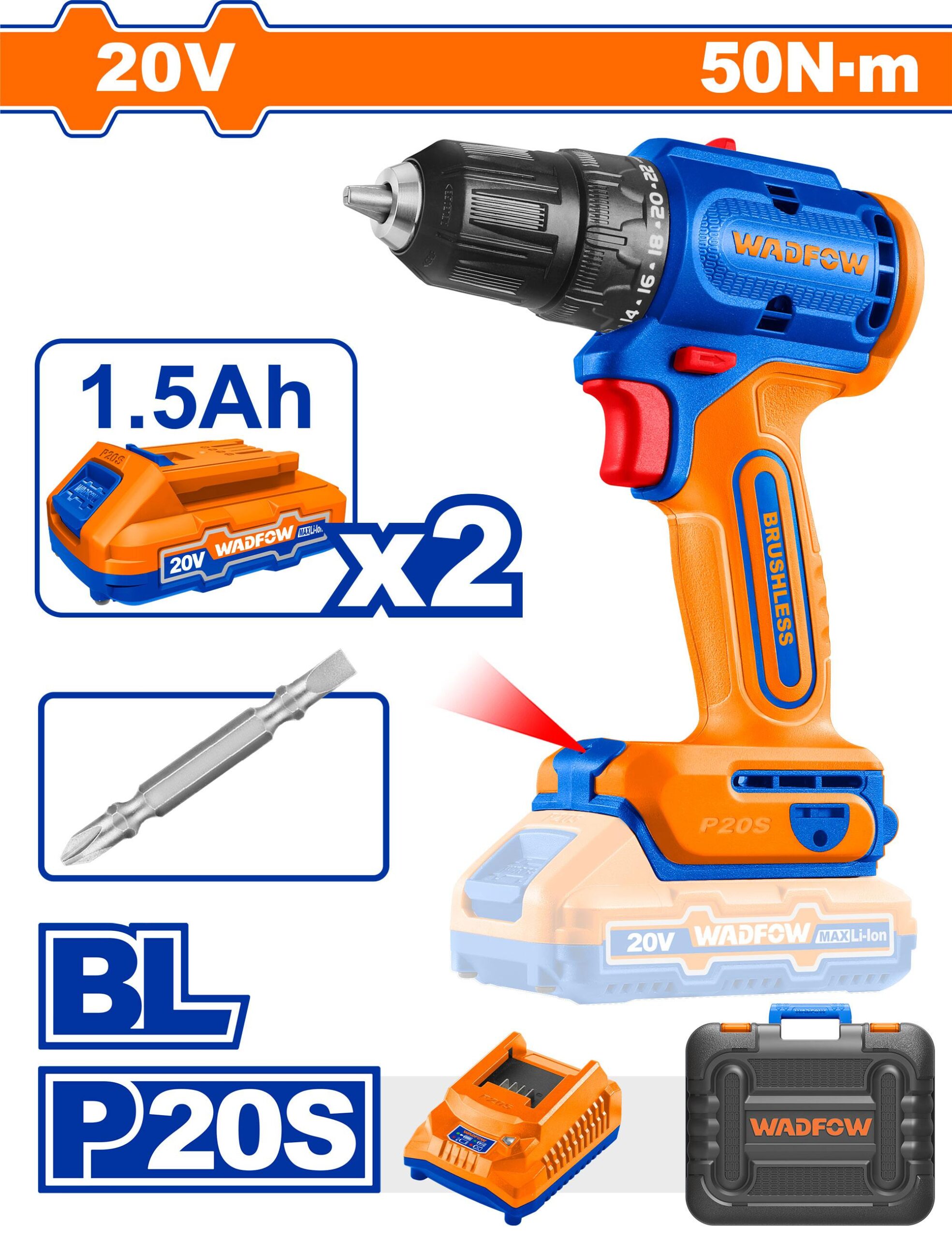 Heimwerker Ghana – 50Nm Lithium-Ion Brushless Cordless Drill 20V – WCDP552