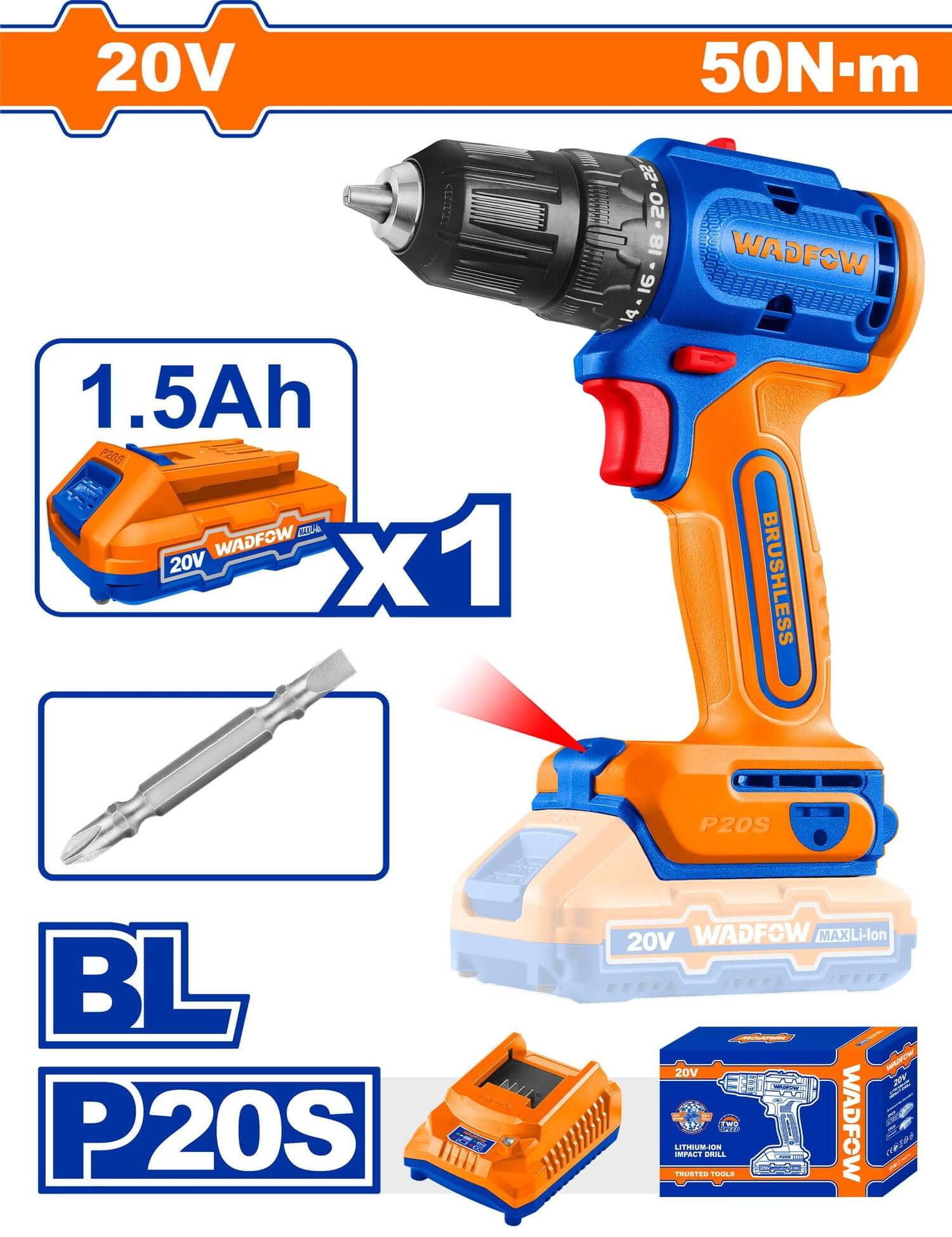 Heimwerker Ghana – 50Nm Cordless Brushless Drill – WCDP5521
