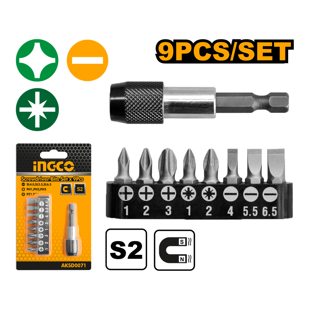 9 Pcs Screwdriver Bits Set – AKSD0071