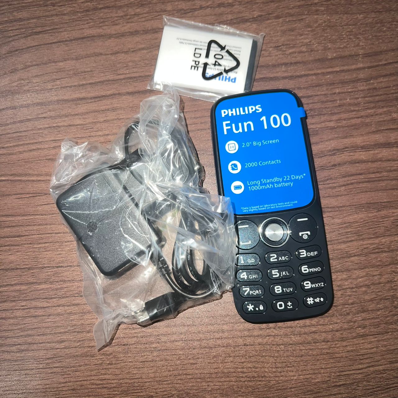 Philips Fun 100 Basic Feature Phone (E2106) - Long-Lasting Battery