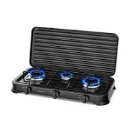 Decakila KMGS009B 3-Burner LPG Gas Stove - 2.2+1+2.2kW, Manual Piezo, Iron Sprayed Panel, L-Pipe