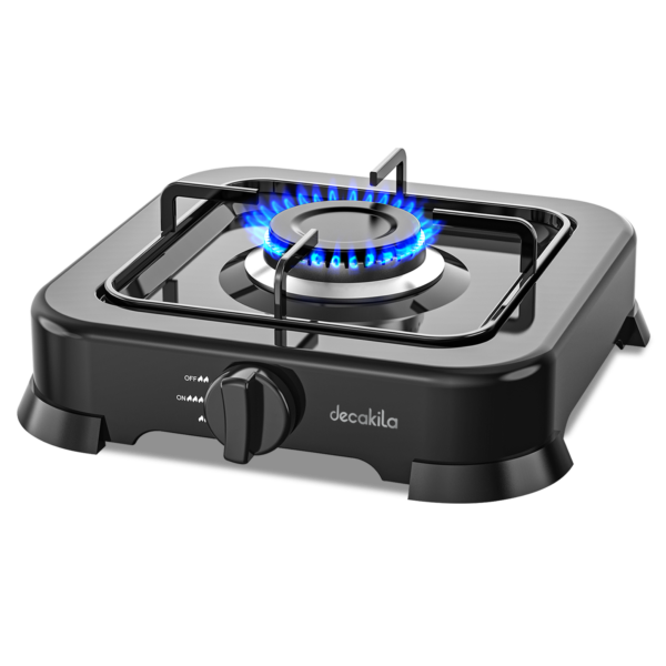 Decakila KMGS007B Single Burner LPG Gas Stove - 2.2kW, Manual Ignition, Iron Panel, L-Connector Pipe