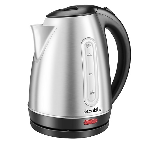 Decakila 1.7L Stainless Steel Electric Kettle with Water Gauge - 2200W