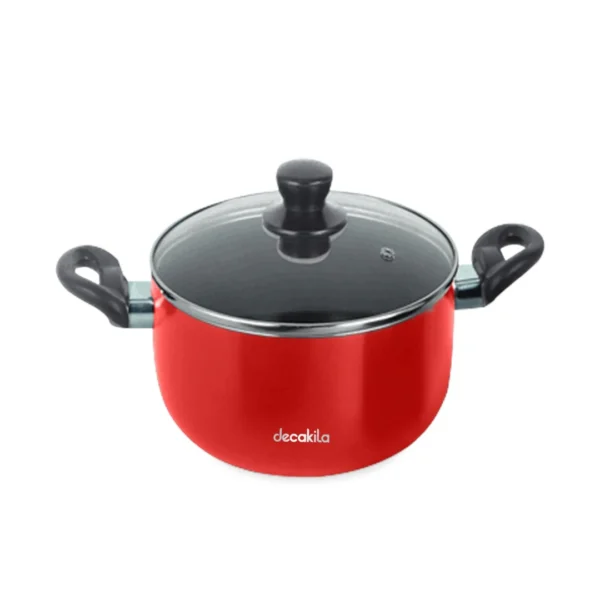Decakila KMEP009B 24cm Non-Stick Aluminum Casserole - 2.3mm, Glass Lid, Blister Pack, Oven-Safe 180°C