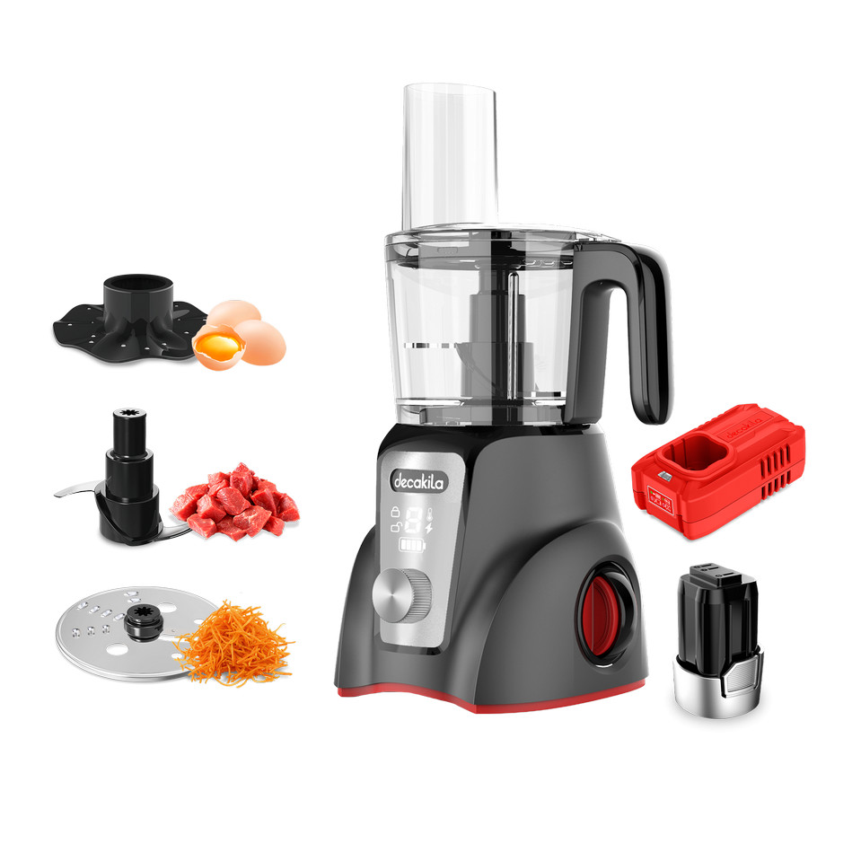 Decakila KEMG027B Rechargeable Cordless Food Processor - 1.25L, 250W, 2000mAh, LED Touch, 3-Speed + Pulse