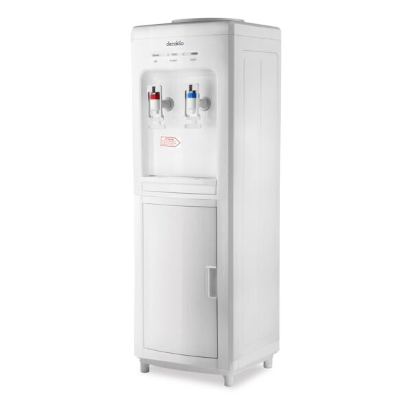 Decakila KEWF002B 2-Tap Hot/Cold Water Dispenser - Compressor Cooling, 1L Hot + 3.4L Cold, 550W/80W, Cabinet Storage