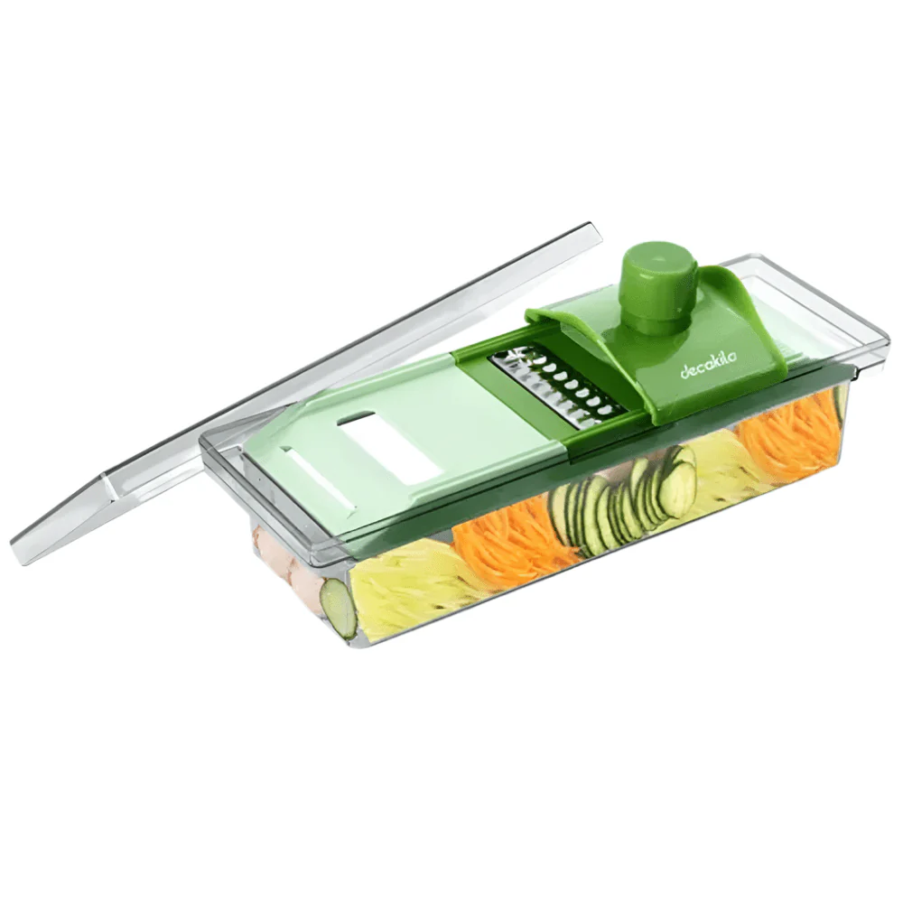 Decakila KMTT083W 6-in-1 Detachable Mandoline Slicer - Adjustable 1–9mm, Julienne, Grater, Juicer, Finger Guard