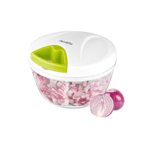 Decakila KMTT084W Manual Garlic Press Chopper - 400ml, Pull-Cord, SS Blades, Anti-Slip Base, BPA-Free