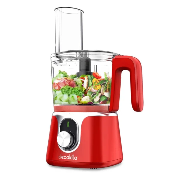 Decakila KMMG005R 200W Cordless Food Chopper - 0.5L, 11.1V, Dice/Knead/Whisk Blades, SS, USB Red