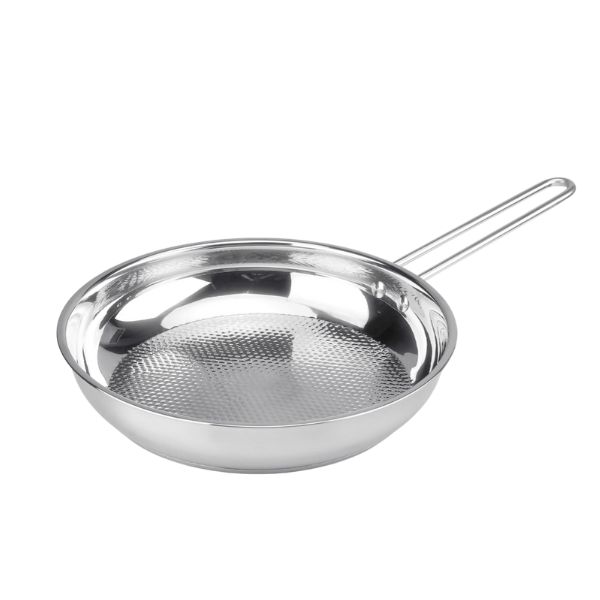 Decakila KMEP045M 24cm SS201 Frying Pan - 2.5L, Long Handle, 0.5mm + Alu Base, No Lid