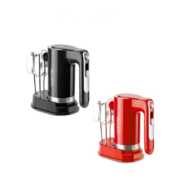 Decakila KMMX006R 90W Cordless Hand Mixer Red - 7-Speed, 11.1V, Beaters/Hooks/Frother, Storage Base