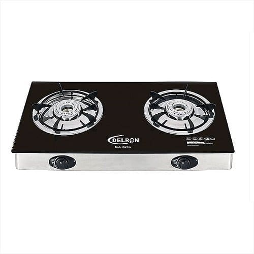Delron 2-Burner Glass Tabletop Automatic Stove