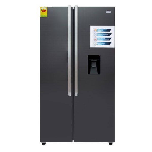 Nasco 521L Side-by-Side Refrigerator – Dark Grey, 3-Star Rating