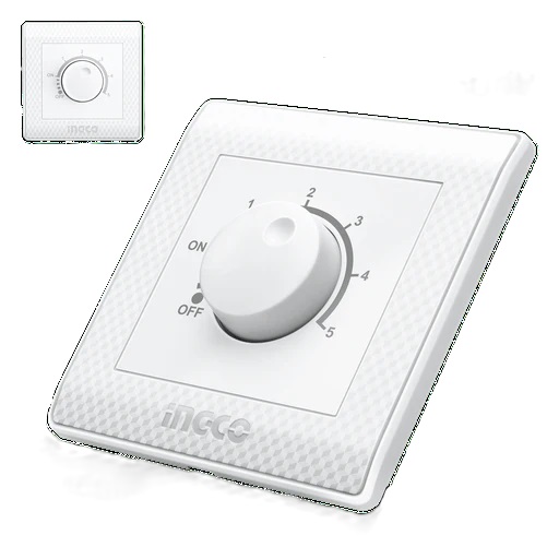 Ingco HESFC02501 250W Fan Speed Controller - 86mm Wall Mount, 220V, Plastic