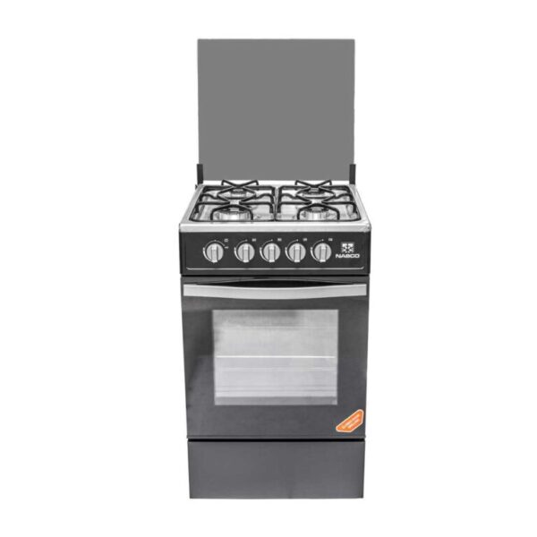 Nasco 4-Burner Gas Cooker with Oven - Black