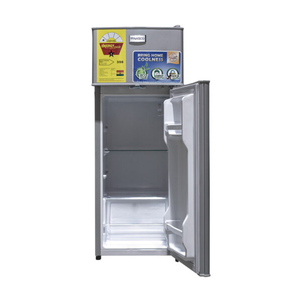 Nasco 85L Double Door Top Freezer Refrigerator - Silver, No Frost