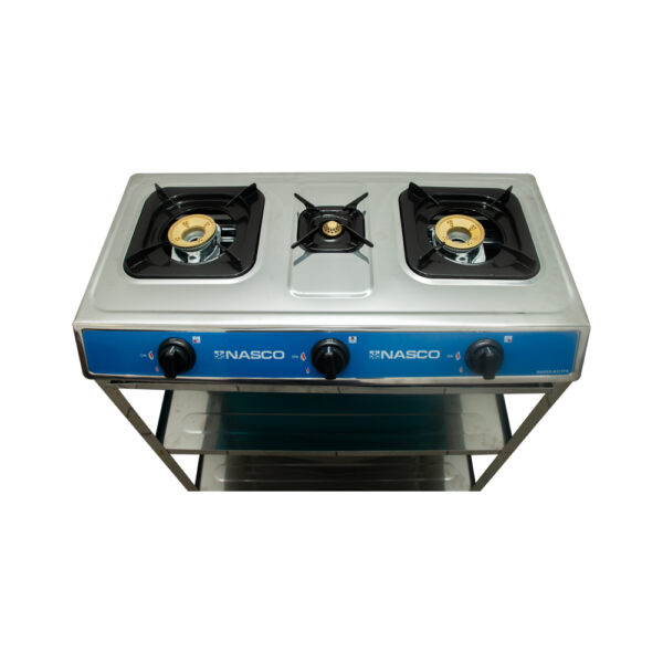 Nasco 3-Burner Portable Gas Cooker with Stand - Silver