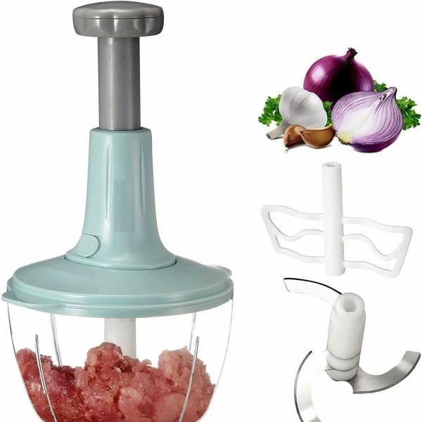Manual Food Chopper & Whisk with Stainless Steel Blades