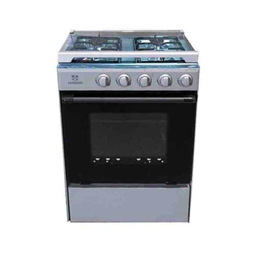 Nasco 4-Burner Gas Cooker with Oven - Silver, No Grill, Rotisserie