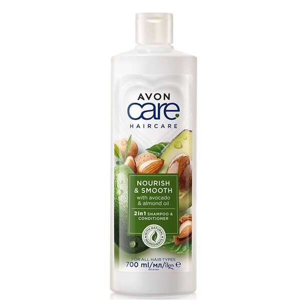 Avon Care Nourish & Smooth 2-in-1 Shampoo & Conditioner - With Avocado Oil