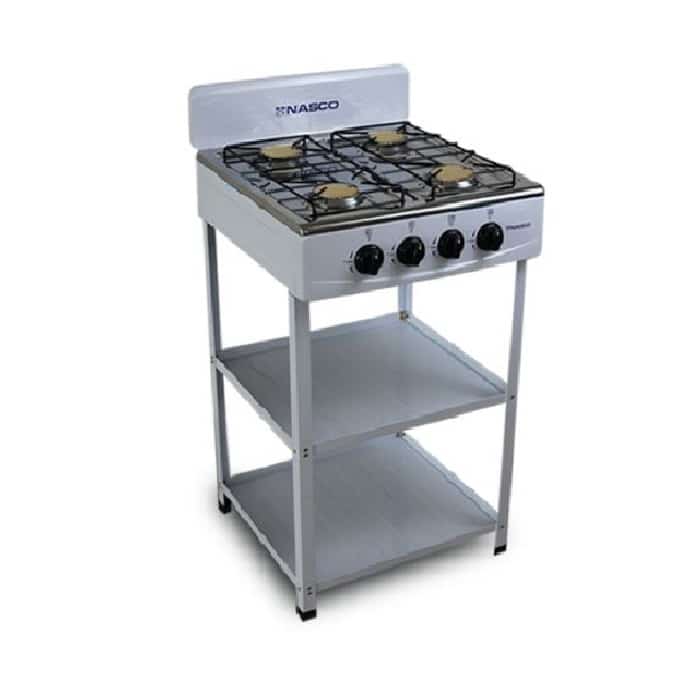 Nasco 4-Burner Gas Stove with Stand - White, High-Power