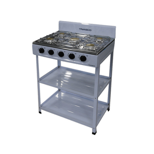 Nasco 5-Burner Gas Stove with Stand - Black, Stainless Steel