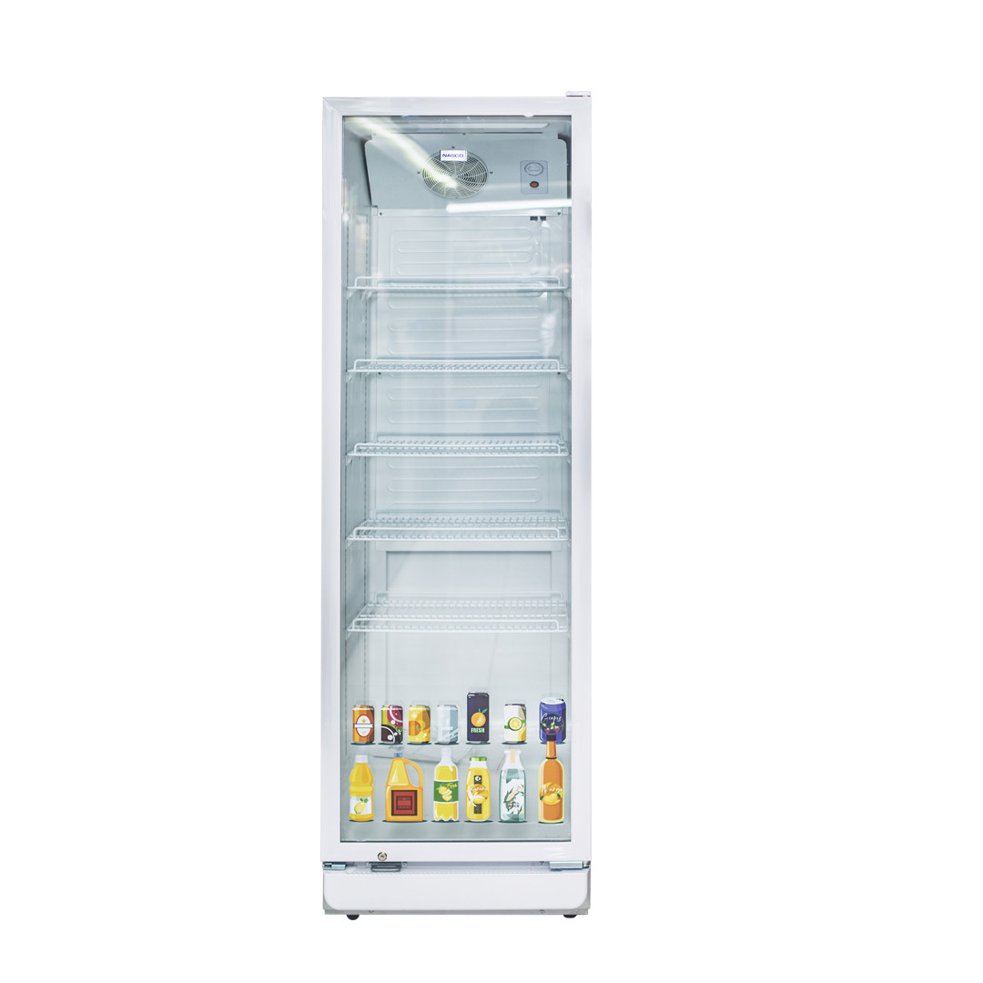 Nasco 360L Glass Door Display Fridge with 5 Shelves