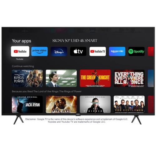 Sigma 50" QLED 4K Android TV - 3840x2160, 60Hz, HDR10+, Dolby Audio, Smart Hub, WiFi