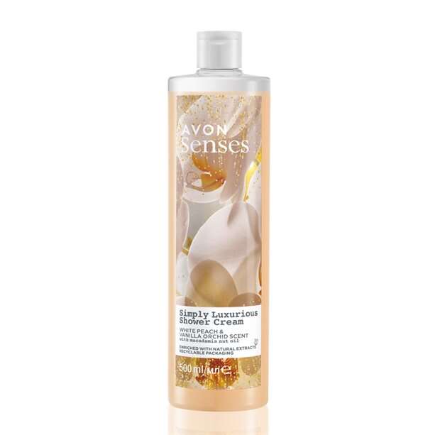 Avon Senses Simply Luxurious Shower Cream - 500ml, White Peach & Vanilla Orchid