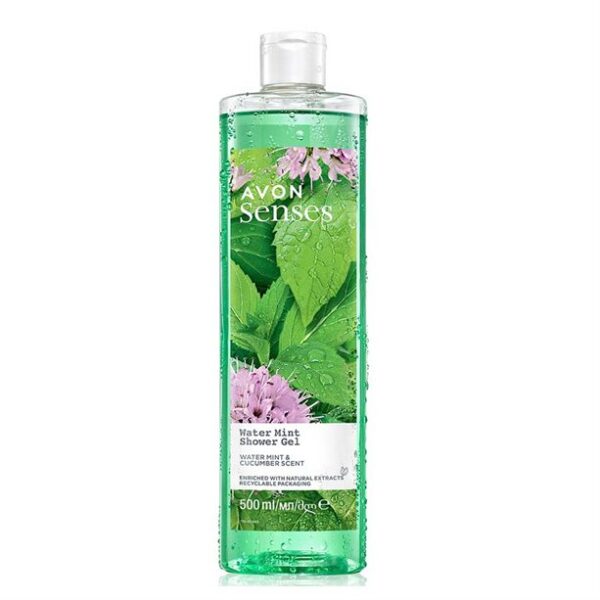 Avon Senses Water Mint Shower Gel - 500ml, Invigorating & Fresh