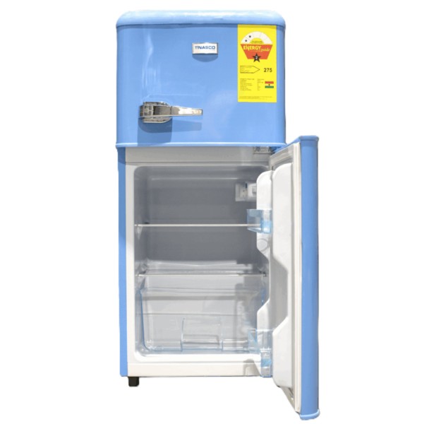 Nasco 110L Retro Mini Two-Door Refrigerator - Blue, Energy Saving, Low Noise