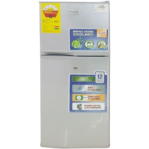 Nasco 109L Double Door Top Freezer Refrigerator - A-Class, Bright LED Light