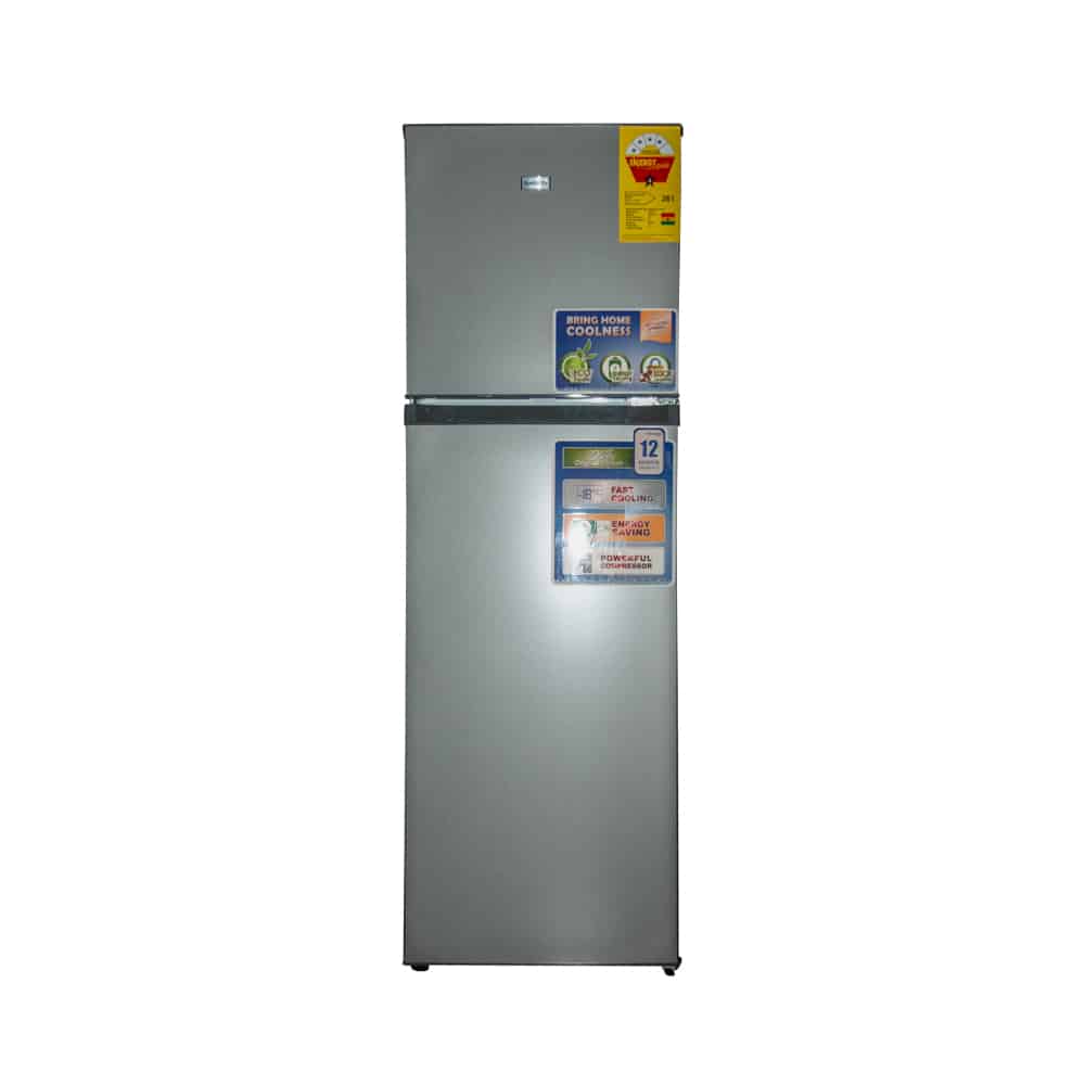 Nasco 138L Double Door Top Freezer Fridge - Silver, Lock & Key, Energy Saving
