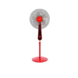 Nasco 16″ Standing Fan with Remote - Red, 5-Blade, 7.5H Timer
