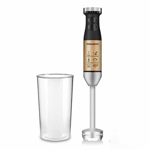 Nasco 600W Hand Blender with 1.5L Glass Jar - 2 Speeds, Wooden Coating
