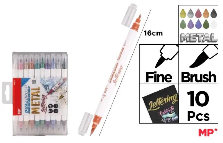Dual Brush Marker – 10-Pack Acrylic Paint Pens with Dual Tips