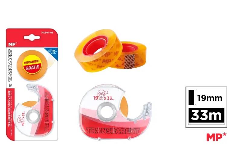MP Transparent Tape with Dispenser – Clear, Durable Adhesive Tape